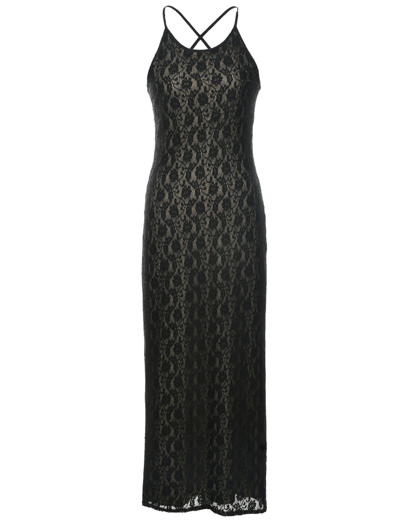 Lace Black Evening Dress - S