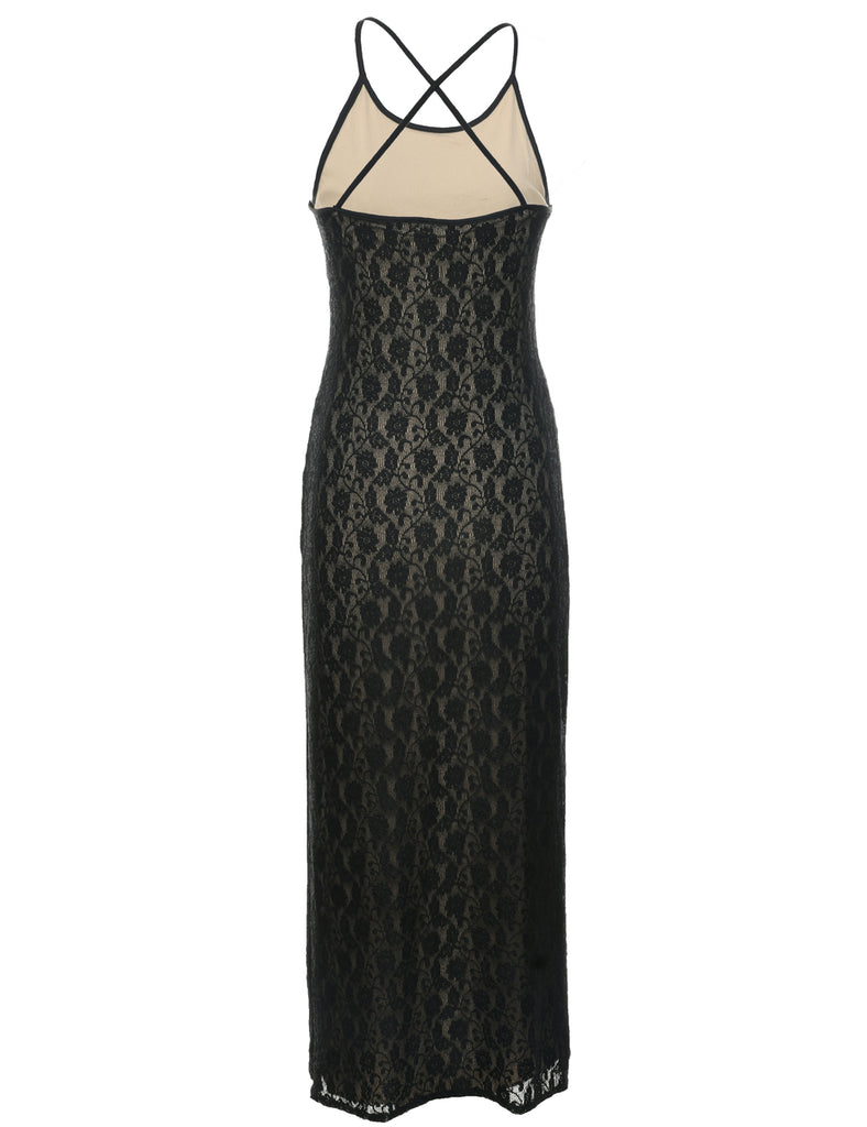 Lace Black Evening Dress - S
