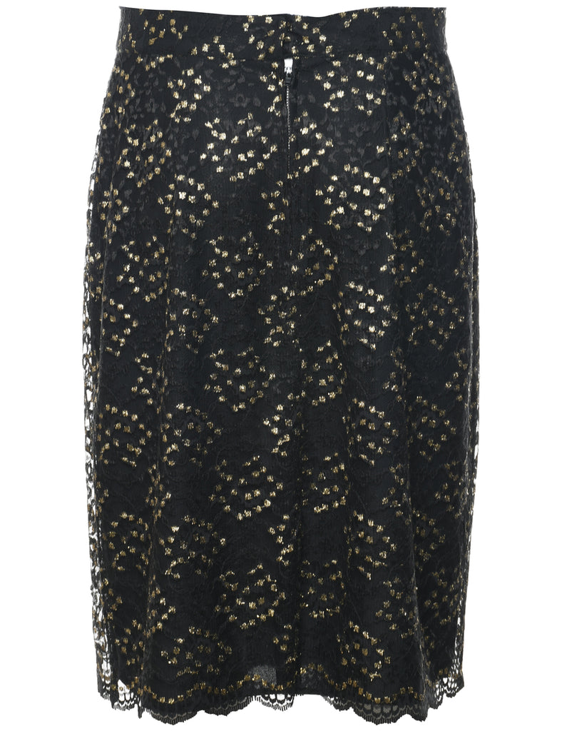 Lace Floral Pattern Pencil Skirt - M