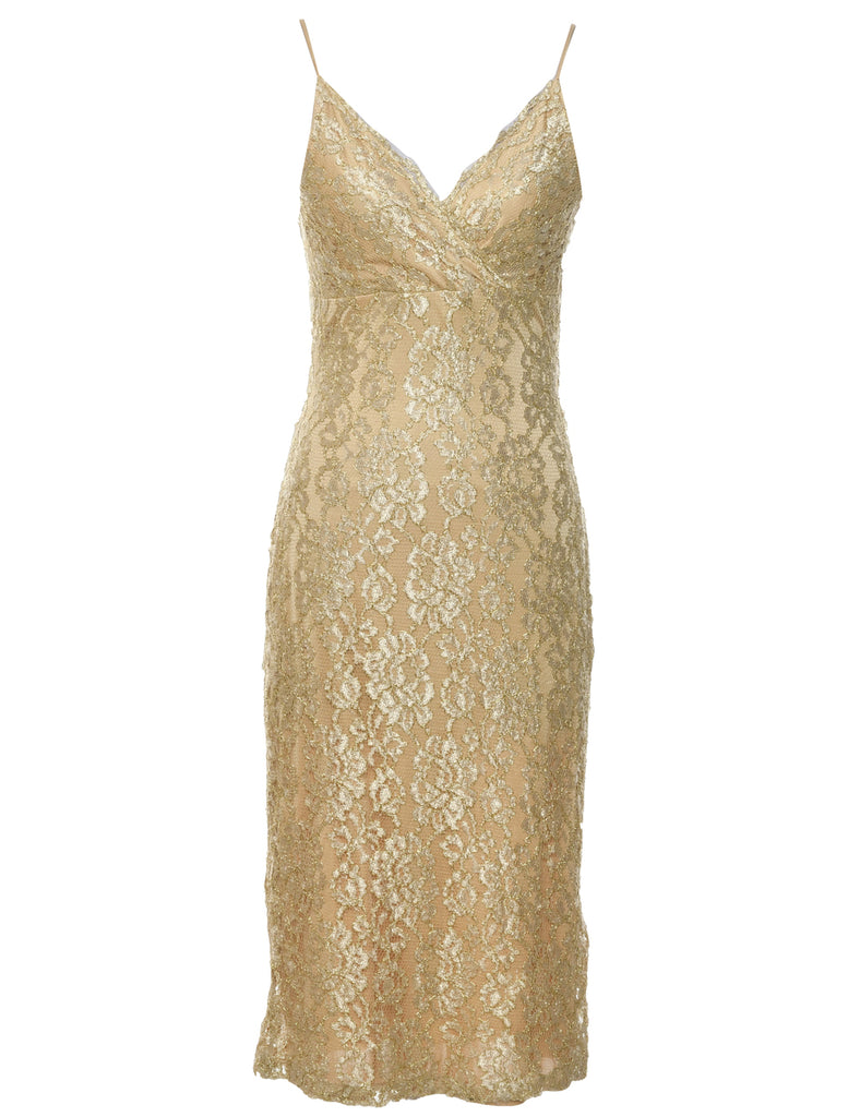 Lace Gold Evening Dress - XS