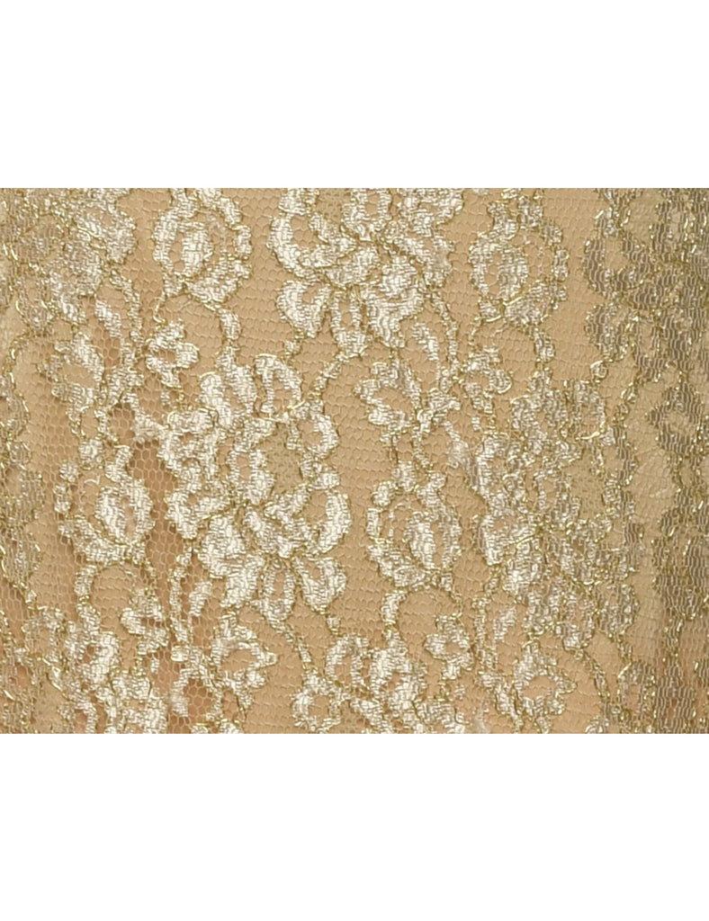 Lace Gold Evening Dress - XS