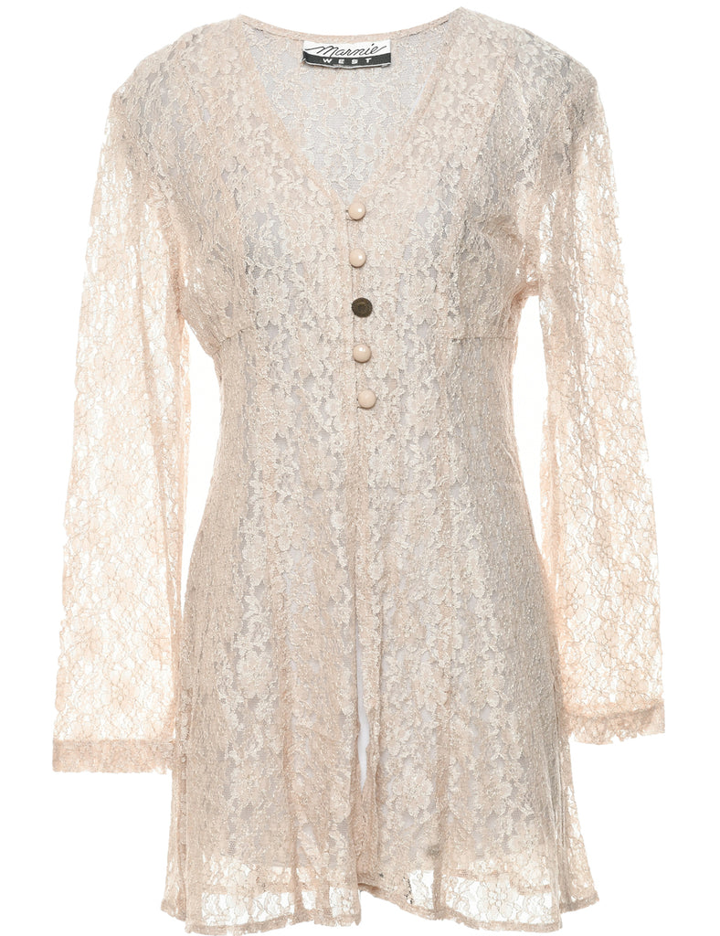 Lace Light Brown Evening Dress - M