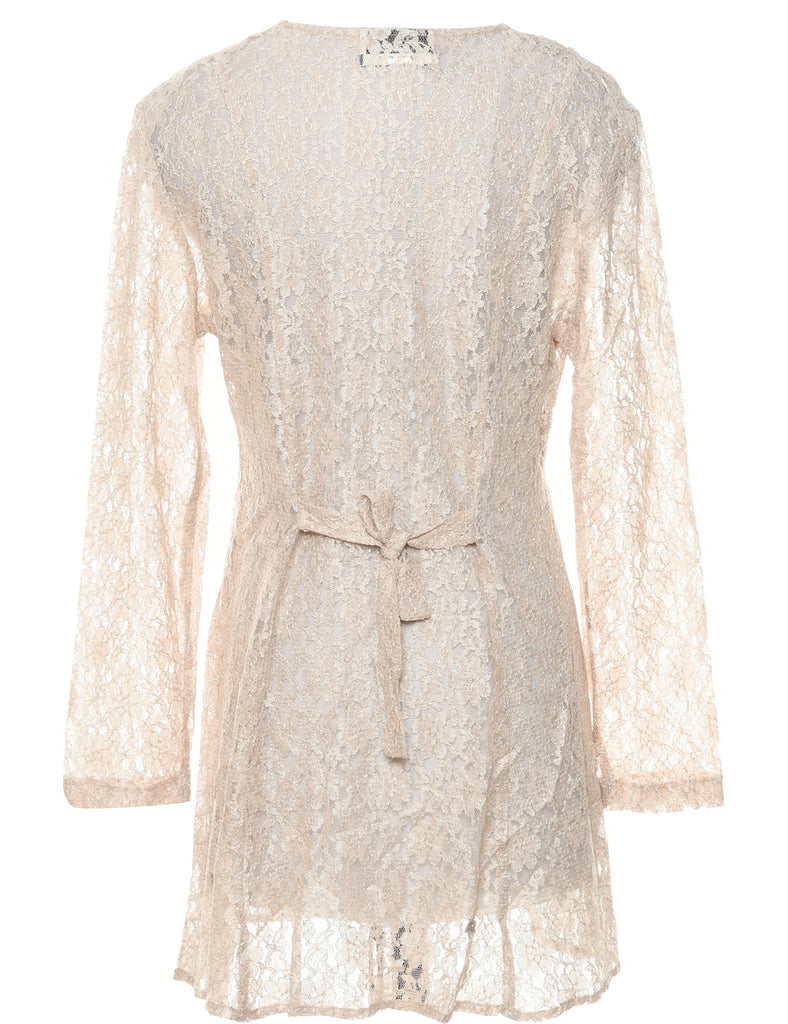 Lace Light Brown Evening Dress - M