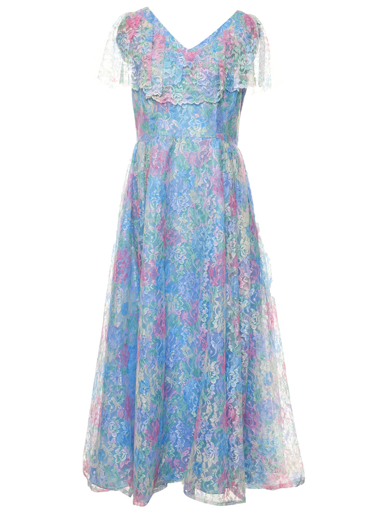 Lace Multi-colour Evening Dress - M