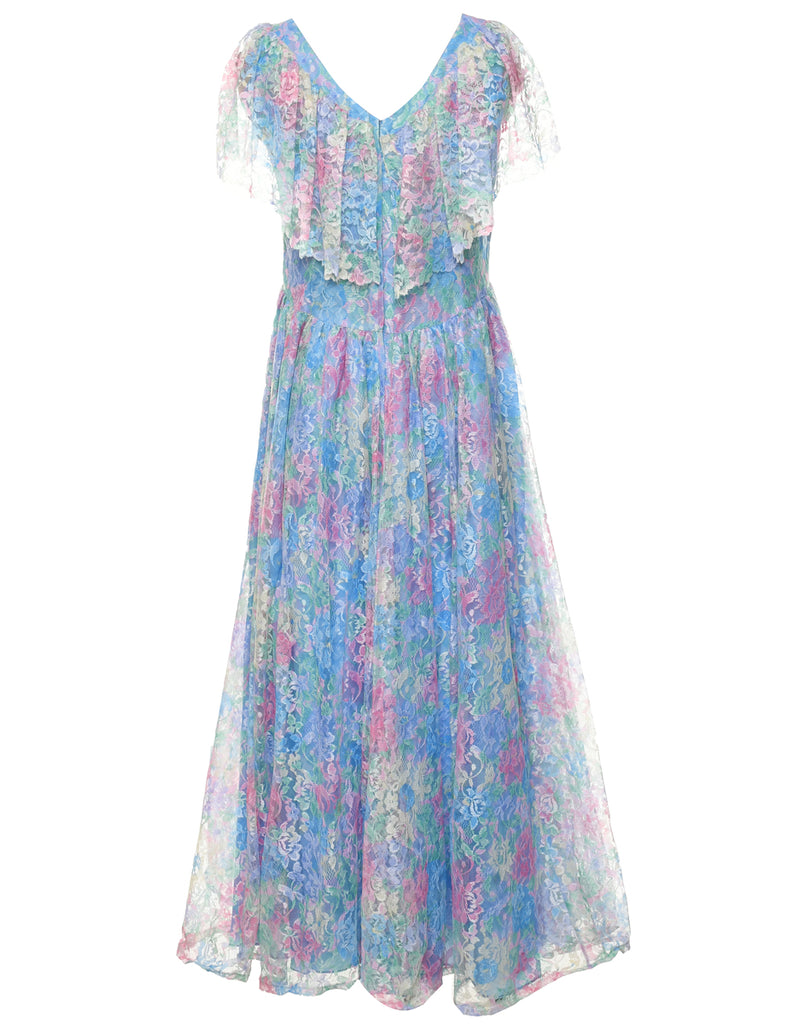 Lace Multi-colour Evening Dress - M