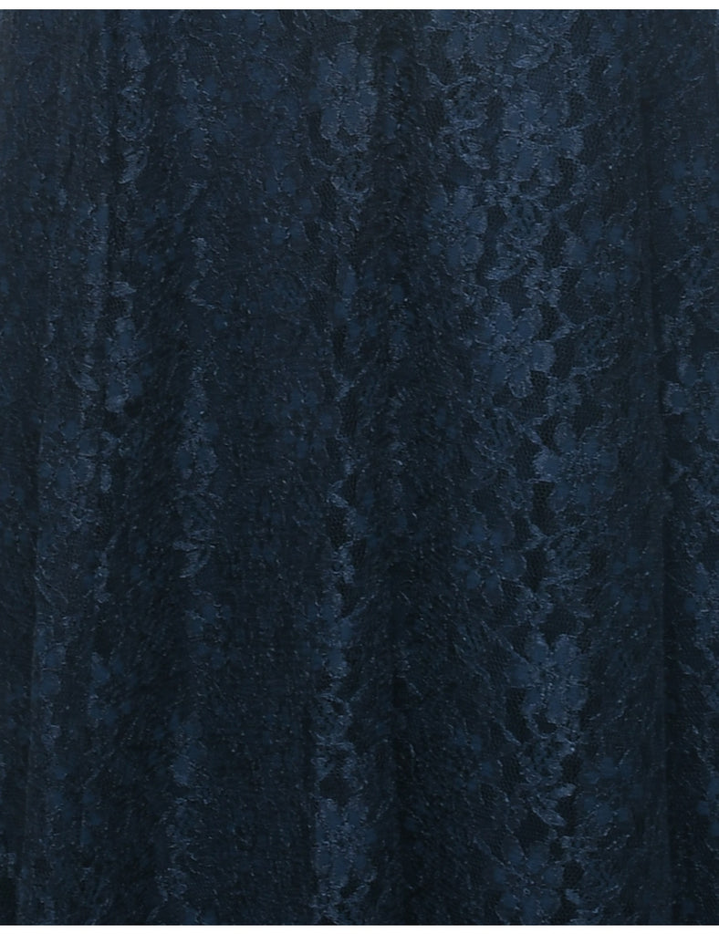 Lace Navy Evening Dress - M