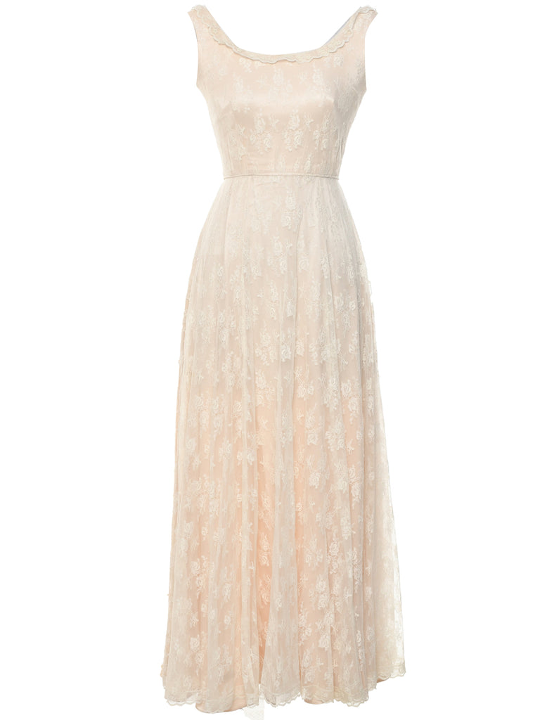 Lace Peach Evening Dress - XS