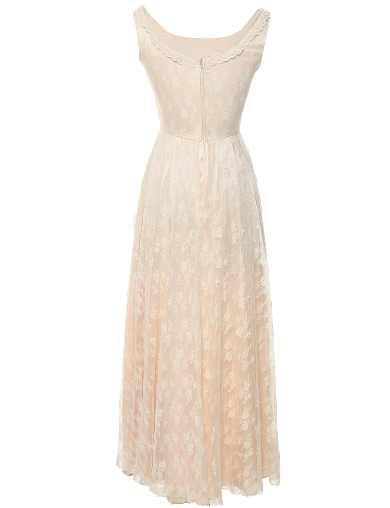 Lace Peach Evening Dress - XS