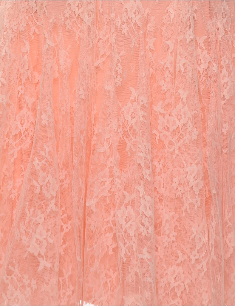 Lace Peach Evening Dress - M