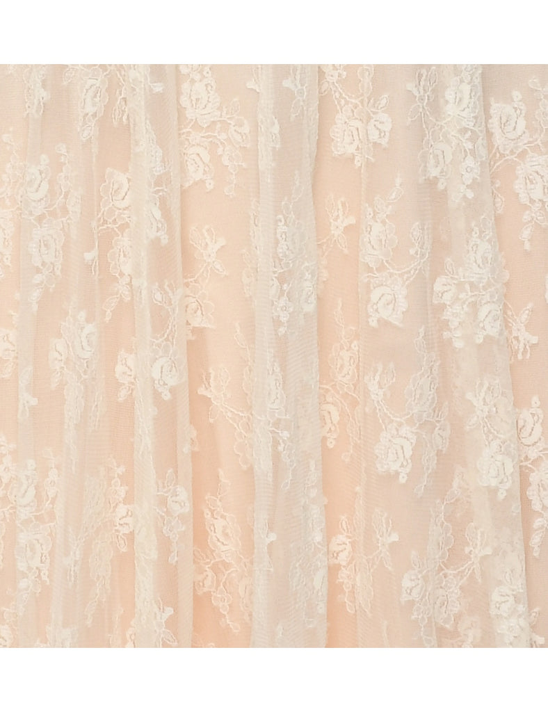 Lace Peach Evening Dress - XS