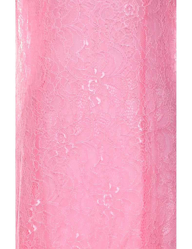 Lace Pink Evening Dress - M