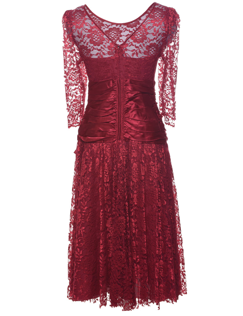 Lace Plum Evening Dress - XS