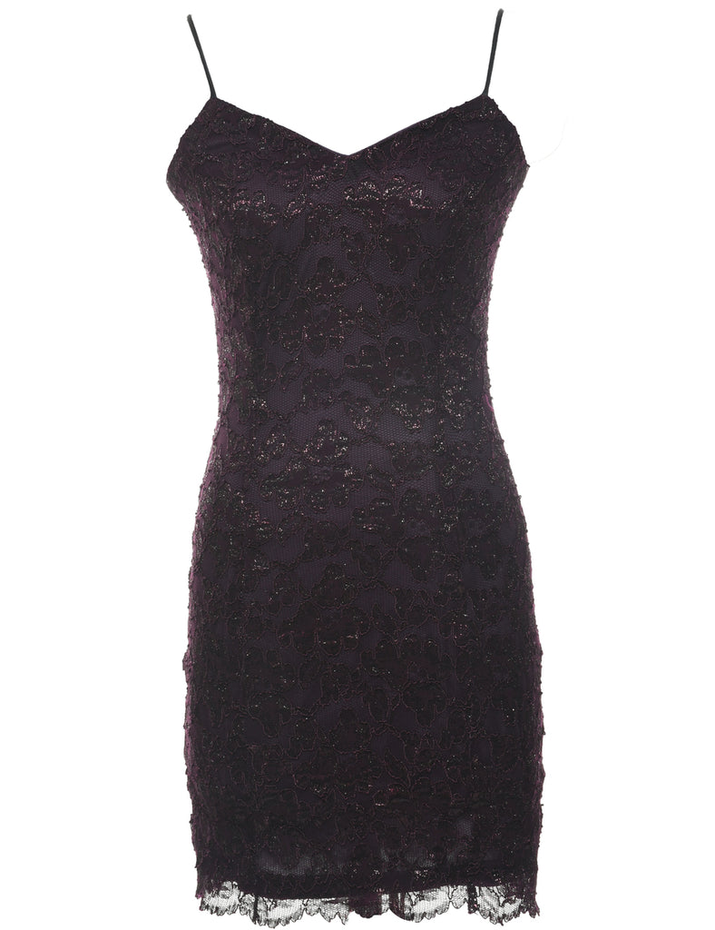 Lace Purple Evening Dress - XS