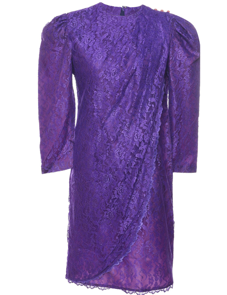 Lace Purple Evening Dress - M