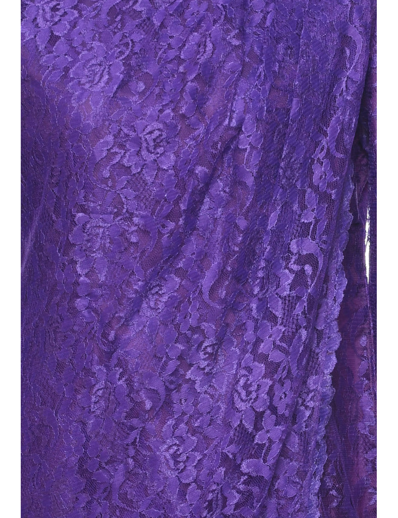 Lace Purple Evening Dress - M