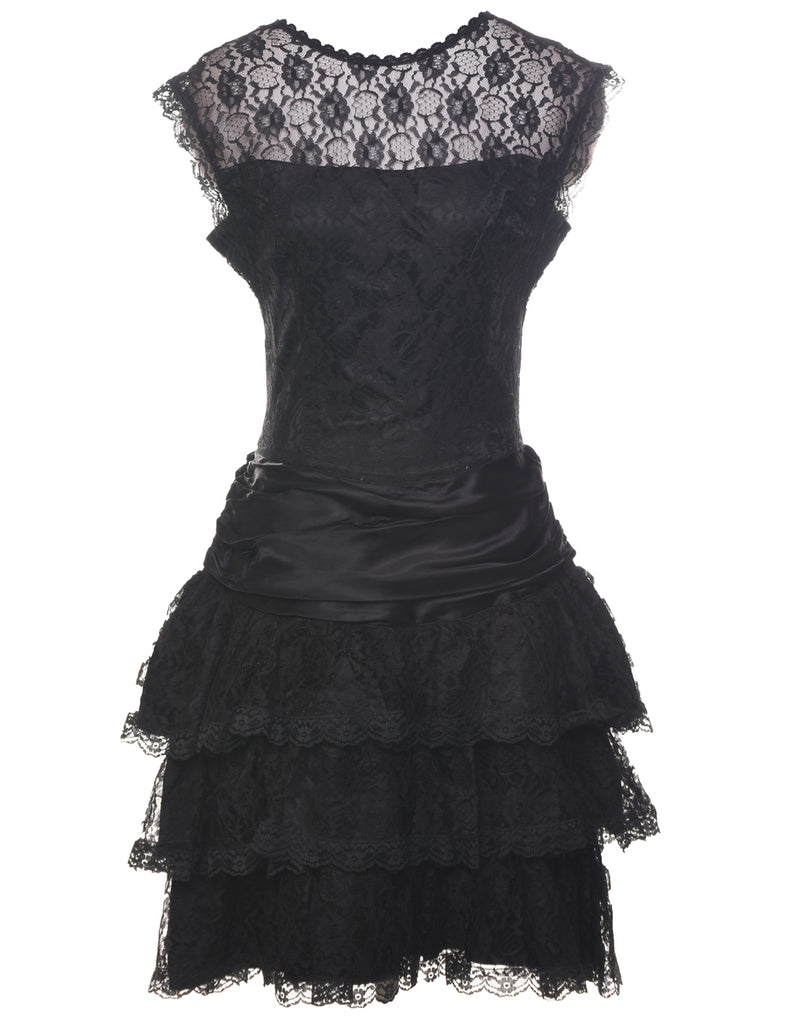 Lace Tiered Skirt Evening Dress - S