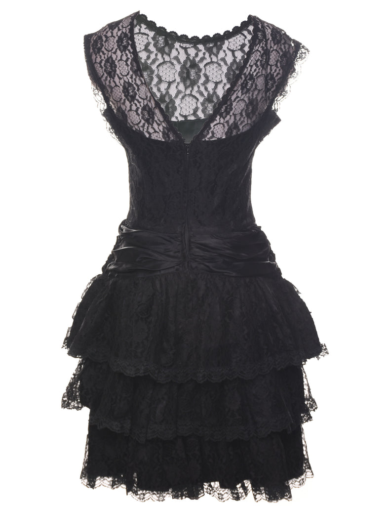 Lace Tiered Skirt Evening Dress - S