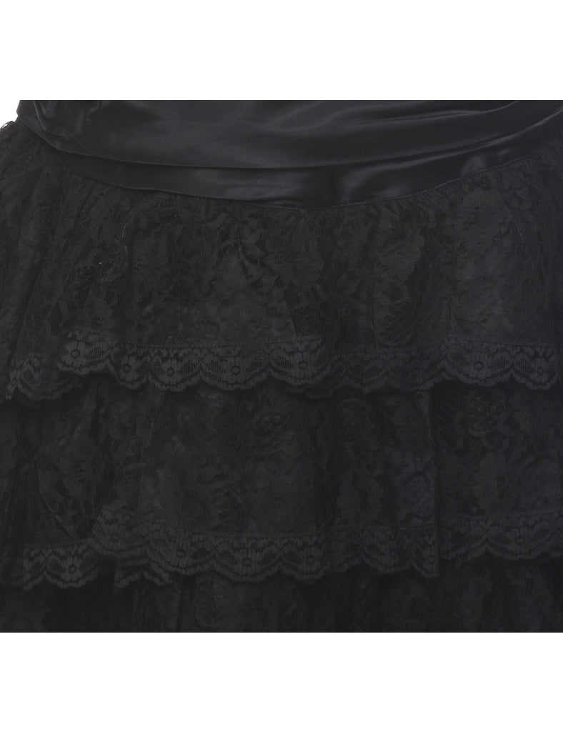 Lace Tiered Skirt Evening Dress - S