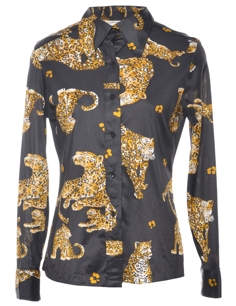 Lady Arrow Black Tiger Print Shirt - M
