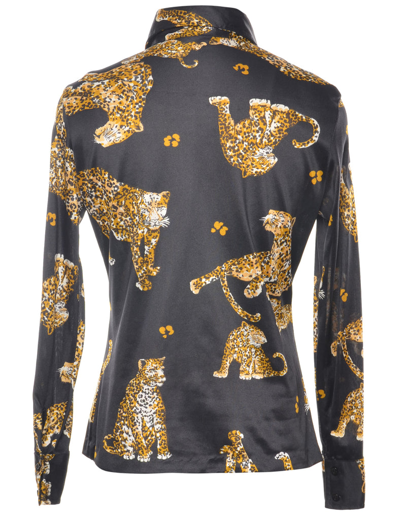 Lady Arrow Black Tiger Print Shirt - M