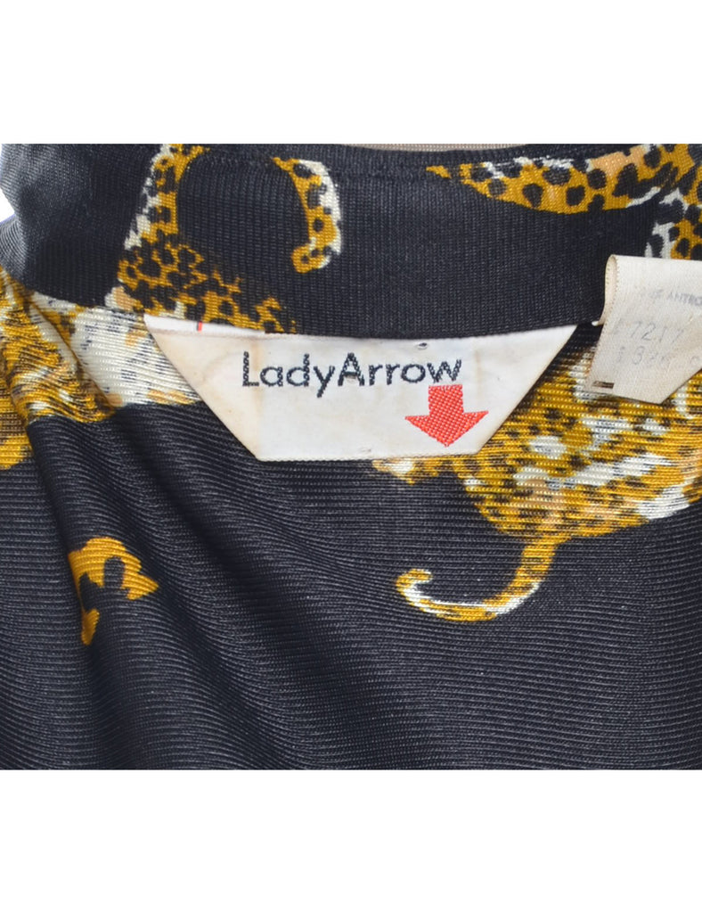Lady Arrow Black Tiger Print Shirt - M
