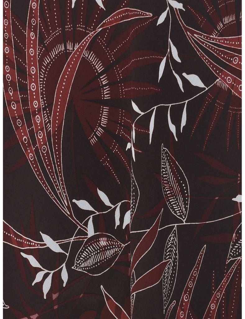 Leafy Print A-line Skirt - L