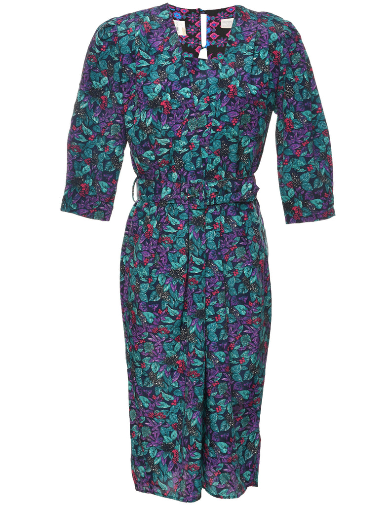 Leafy Print Dress - L