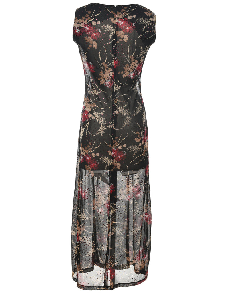 Leafy Print Evening Dress - S