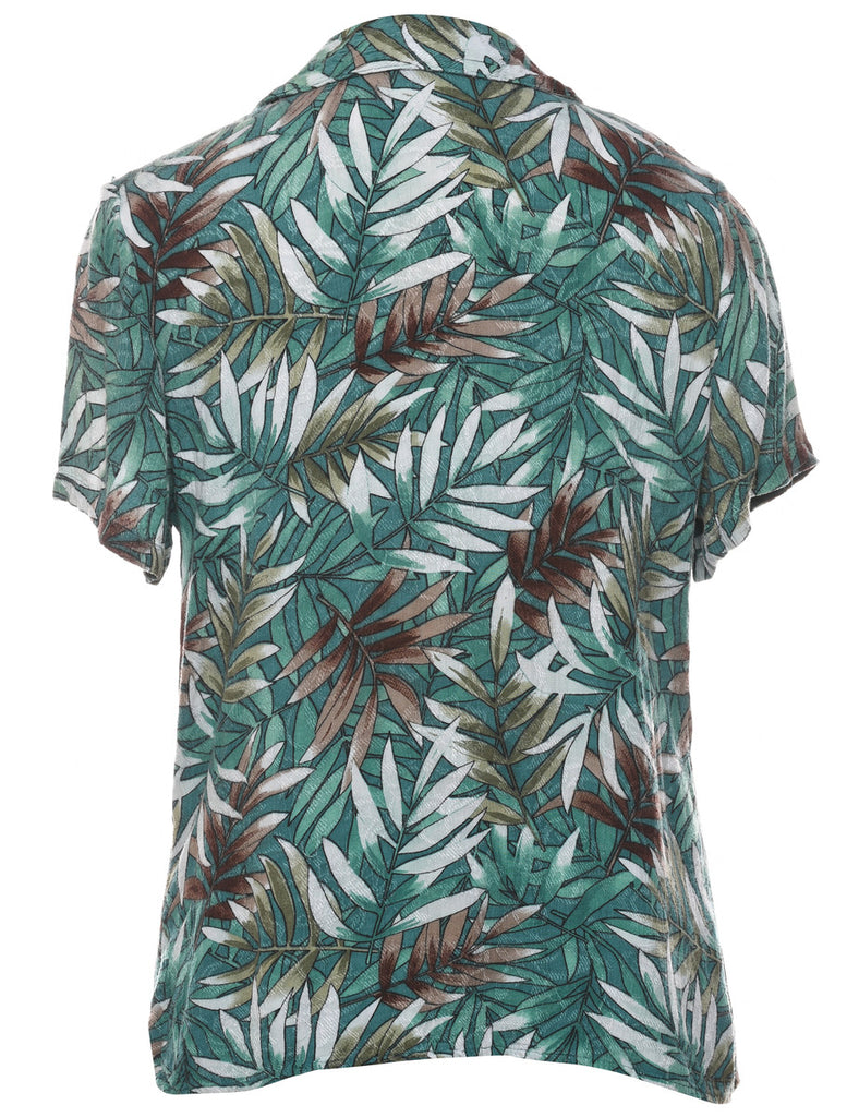 Leafy Print Hawaiian Shirt - L