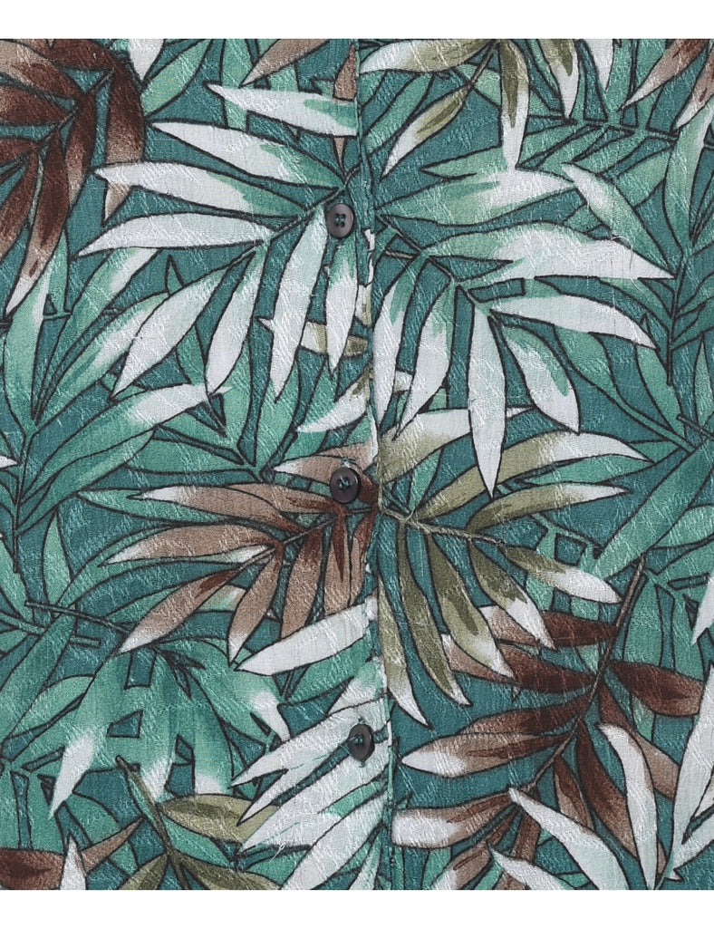 Leafy Print Hawaiian Shirt - L