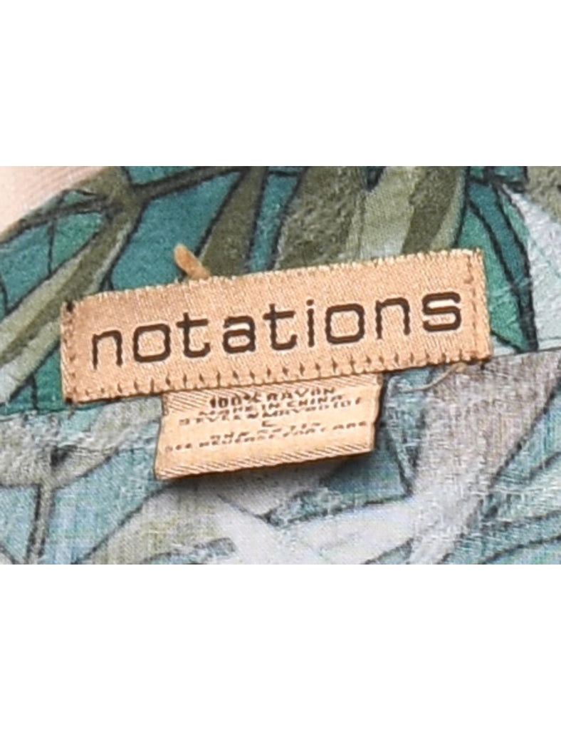 Leafy Print Hawaiian Shirt - L