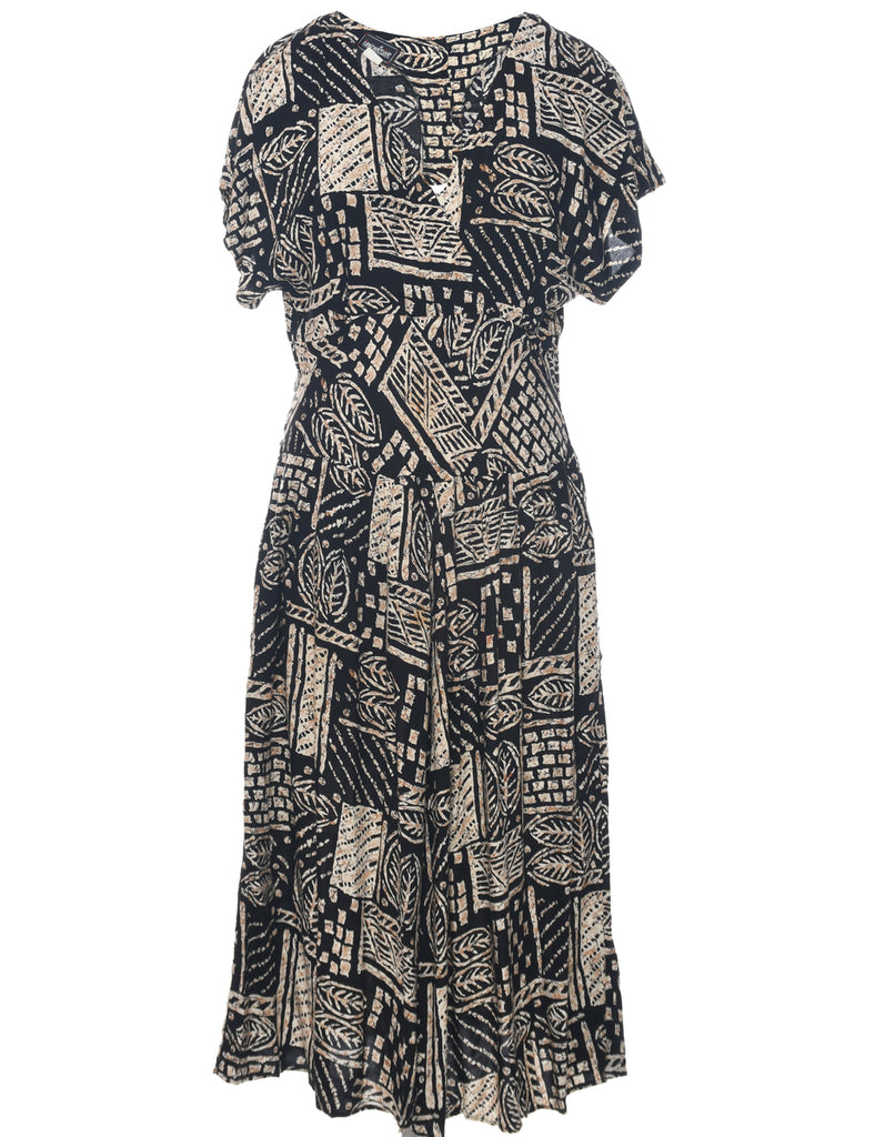 Leafy Print Maxi Dress - M