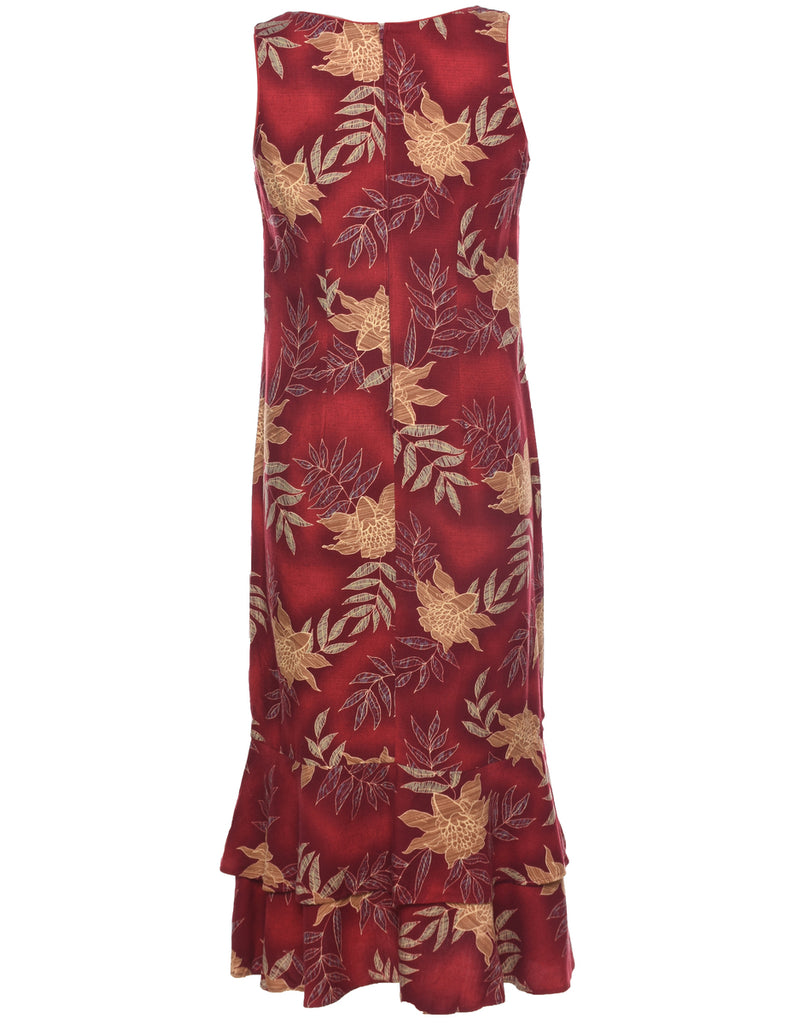 Leafy Print Maxi Dress - M