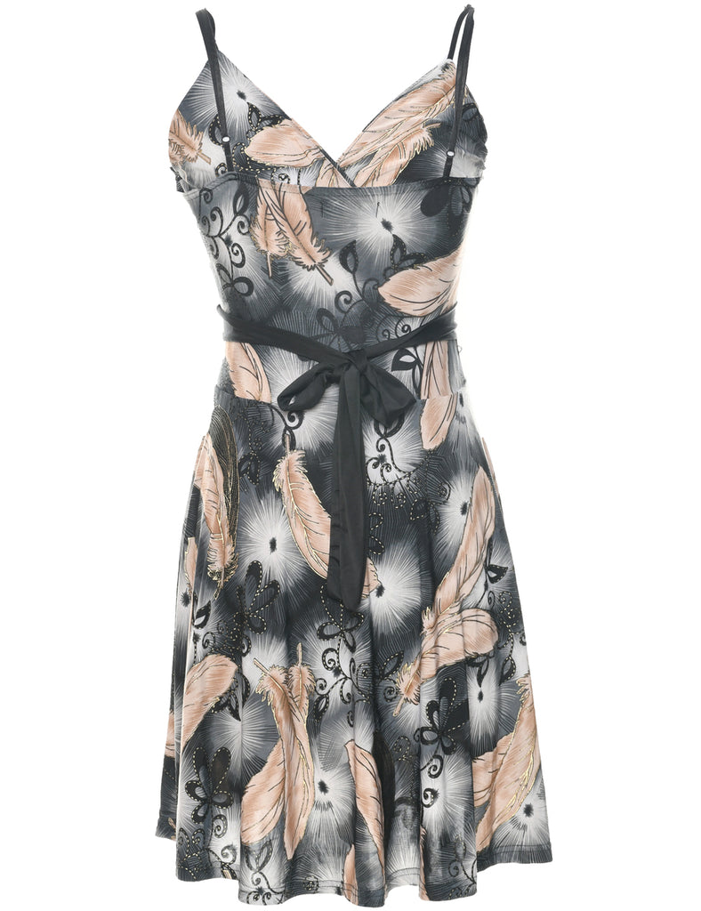 Leafy Print Mini Dress - S