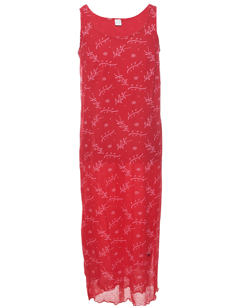 Leafy Print Shift Dress - M