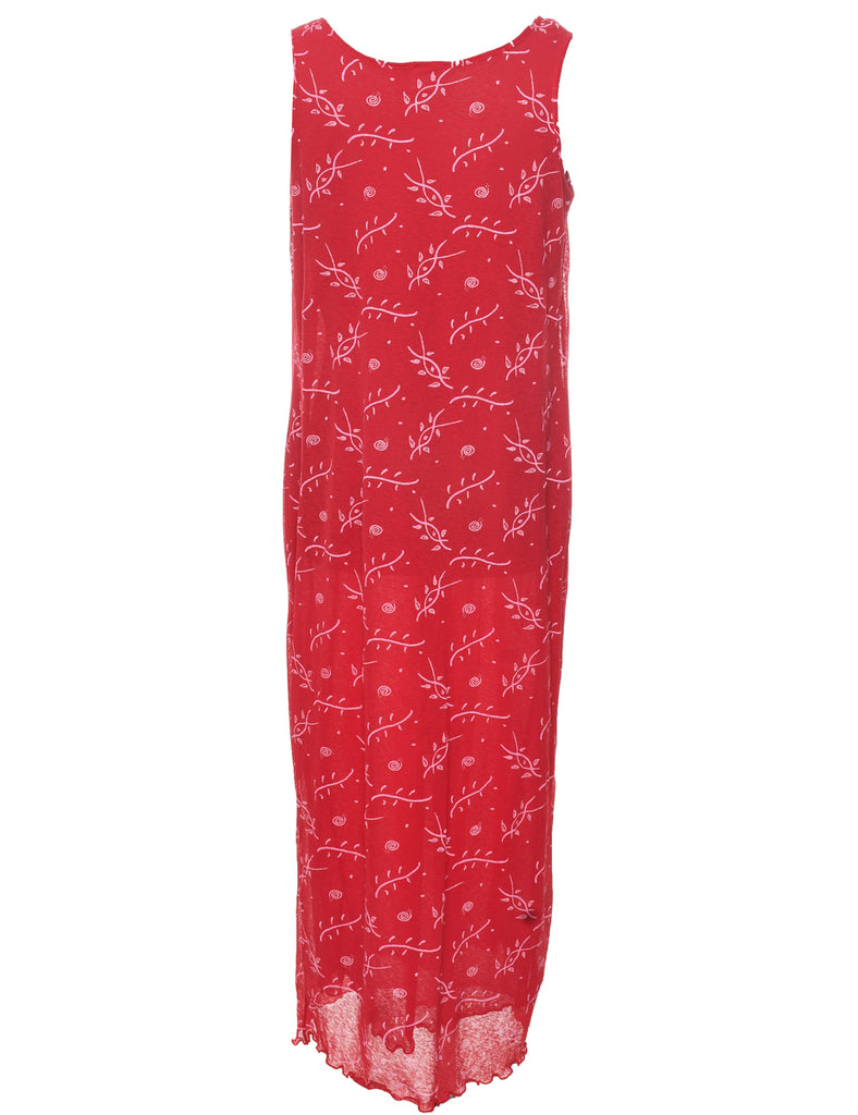 Leafy Print Shift Dress - M
