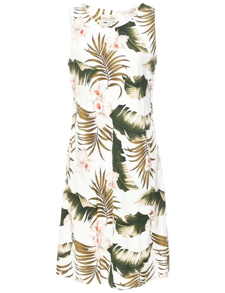 Leafy Print Sleeveless Dress - S