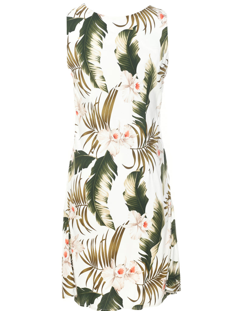 Leafy Print Sleeveless Dress - S