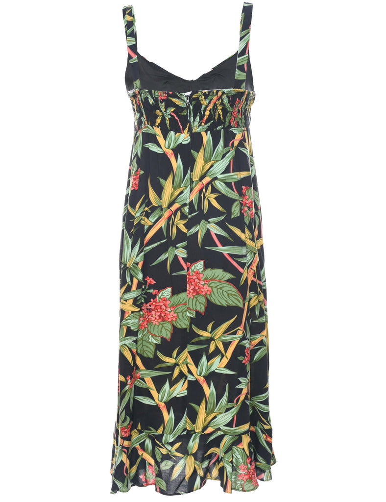Leafy Print Sleeveless Dress - M
