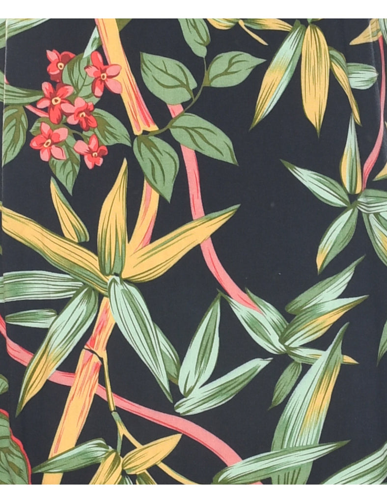 Leafy Print Sleeveless Dress - M
