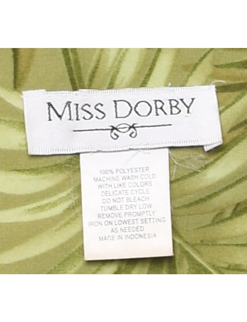 Leafy Print Sleeveless Dress - M