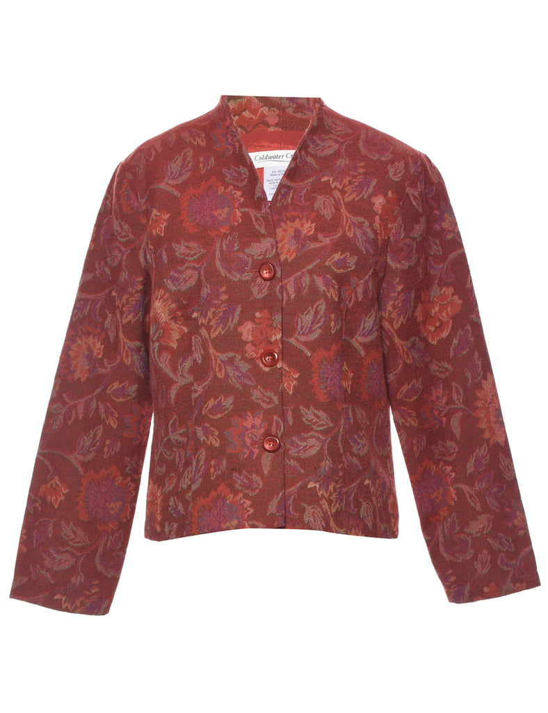 Leafy Print Tapestry Jacket - M