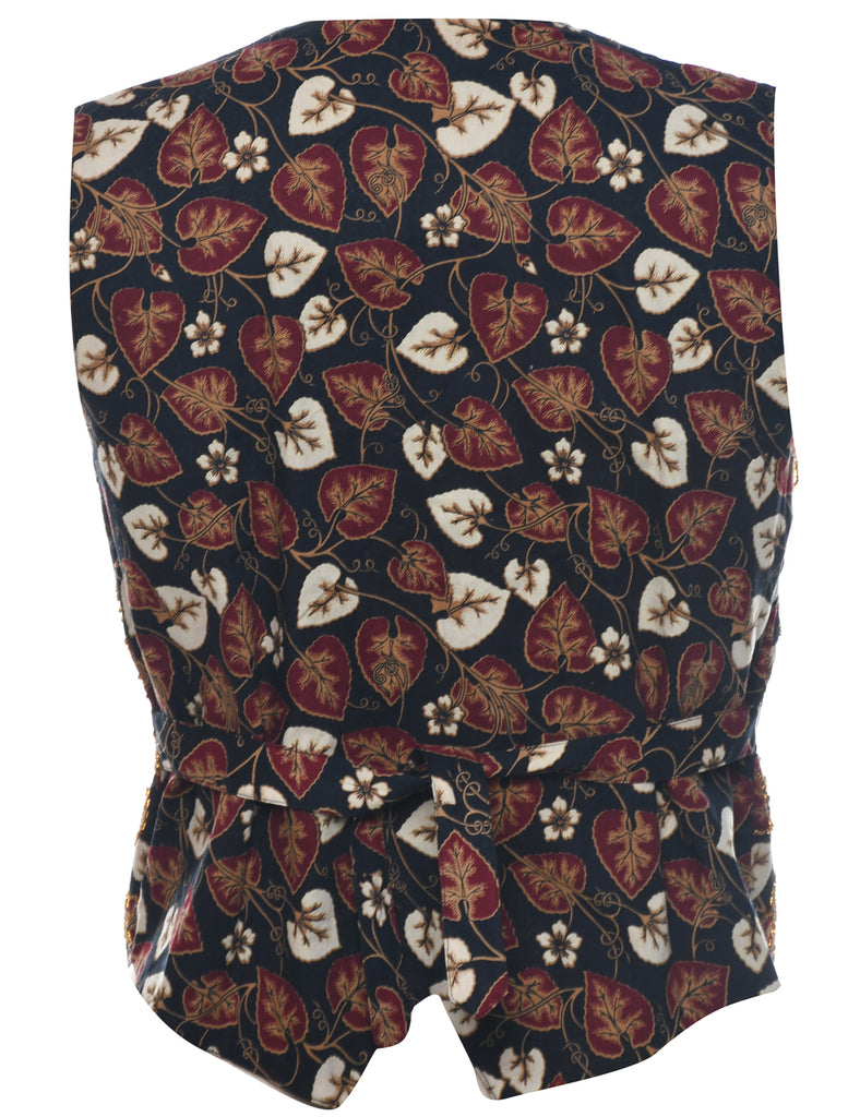 Leafy Print Waistcoat - M