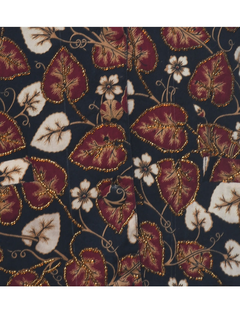 Leafy Print Waistcoat - M