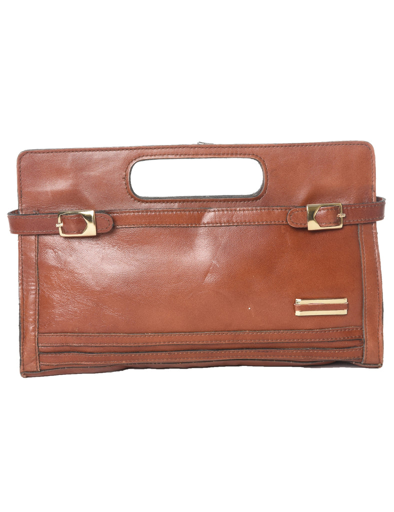 Leather Brown Clutch - S
