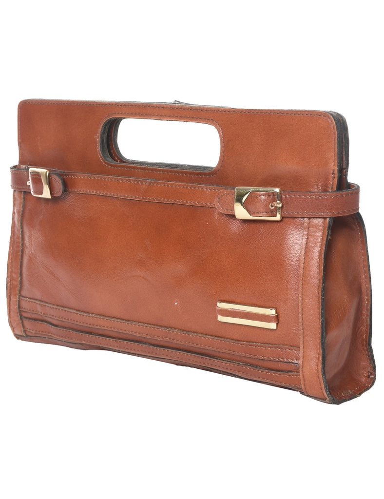 Leather Brown Clutch - S