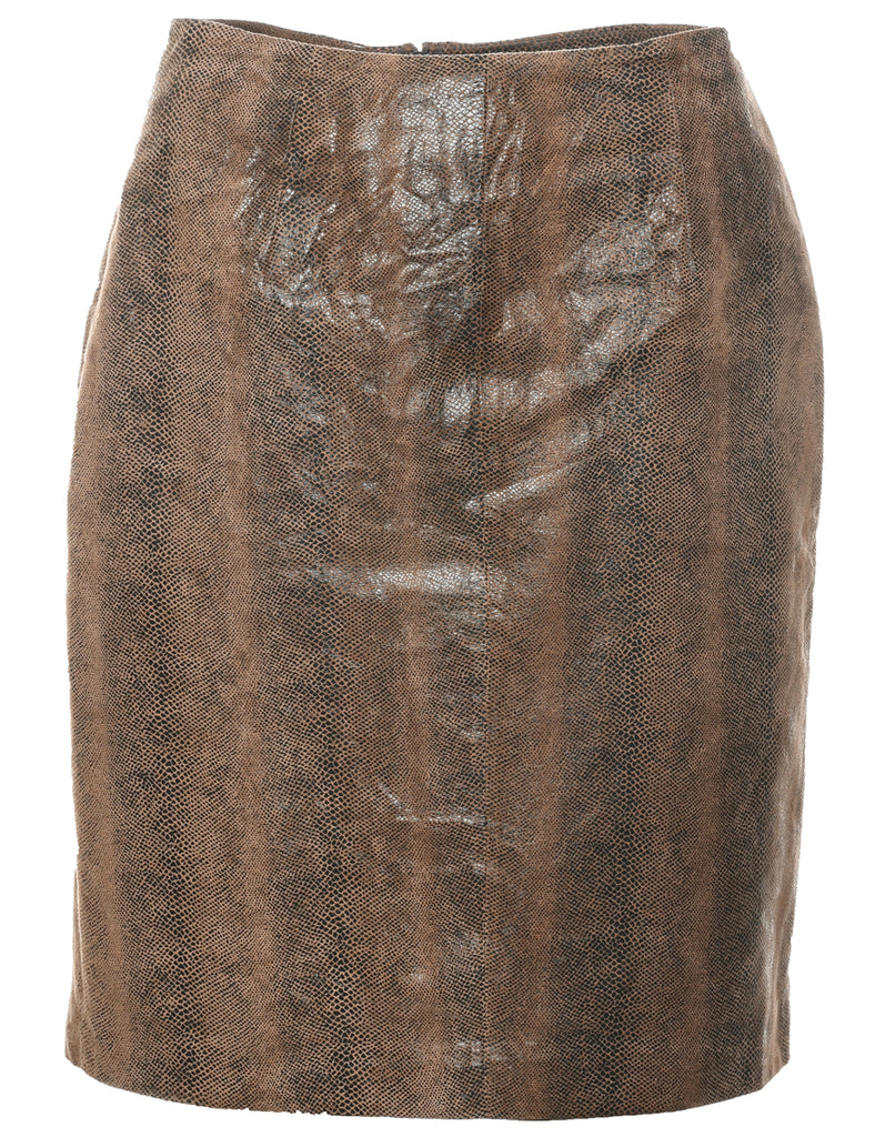 Leather Snakeskin Pattern Pencil Skirt - M