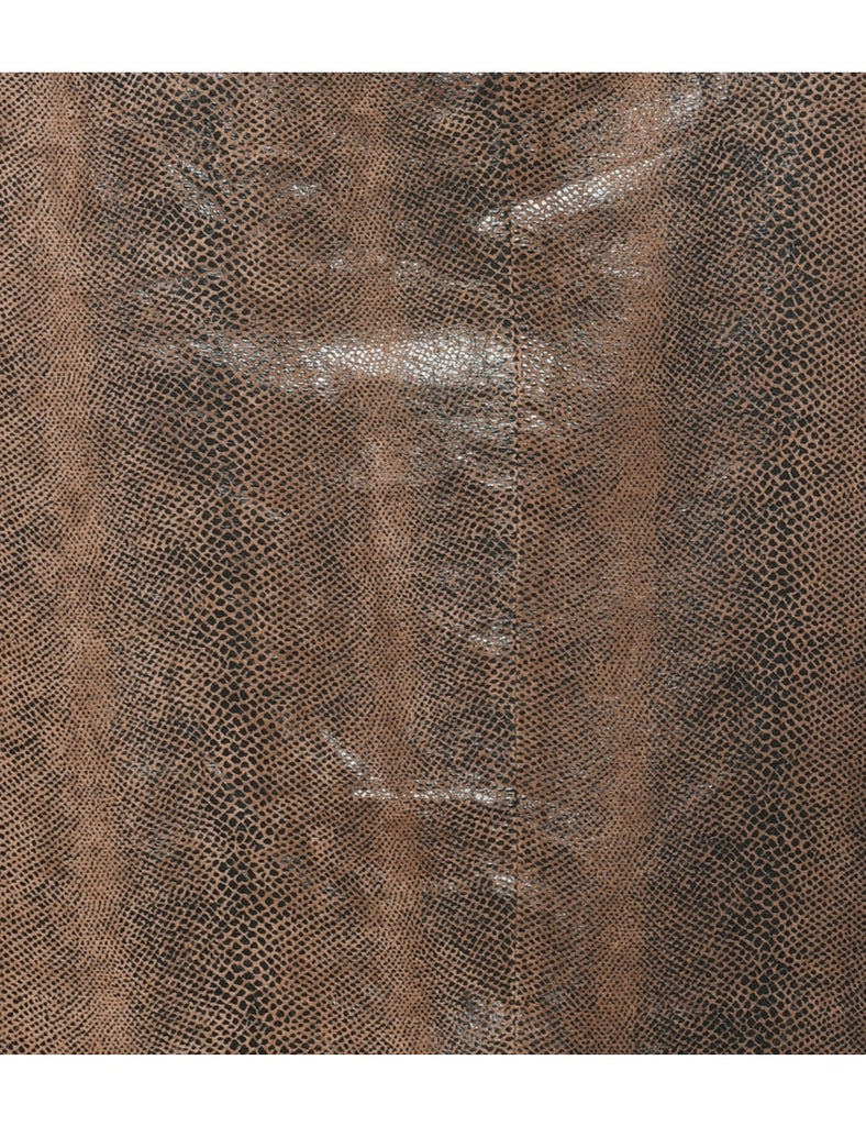 Leather Snakeskin Pattern Pencil Skirt - M