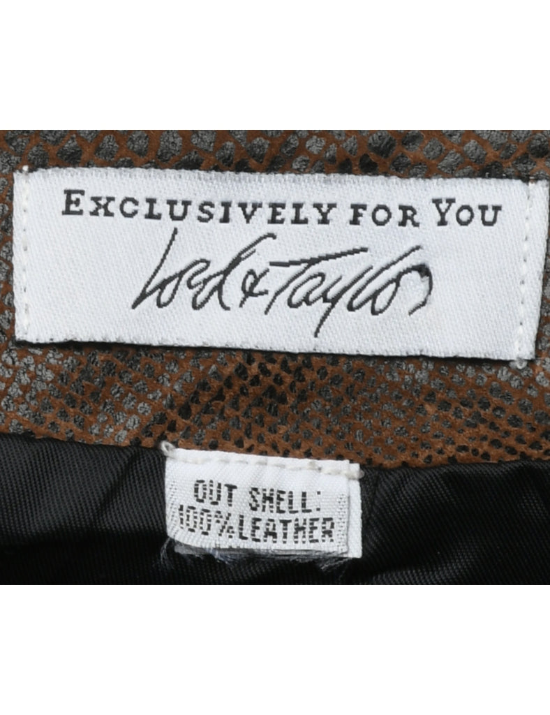 Leather Snakeskin Pattern Pencil Skirt - M