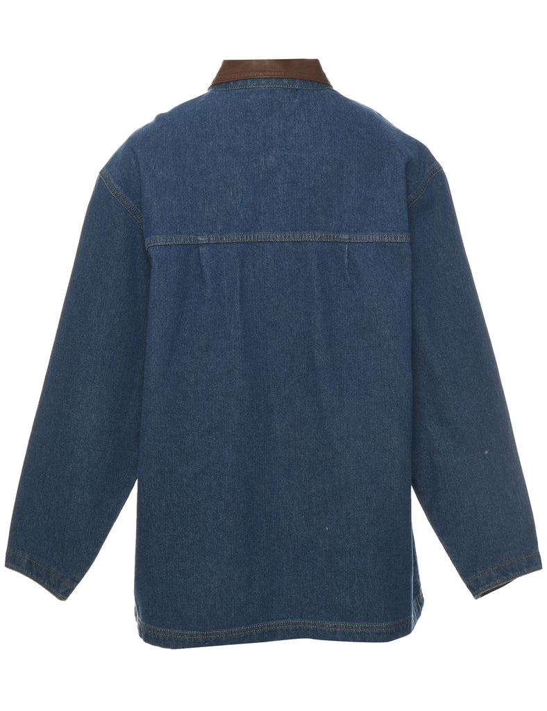 Leather Trim  Denim Jacket - M